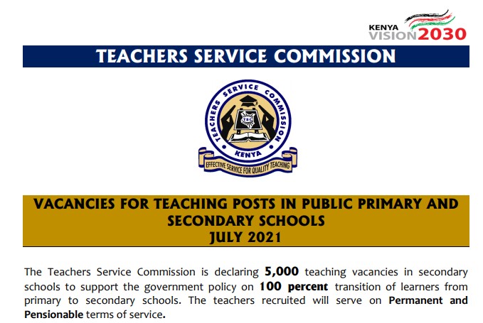 Teaching vacancies July 2021