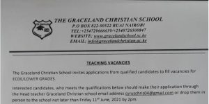 Teaching Vacancies at Graceland Christian School
